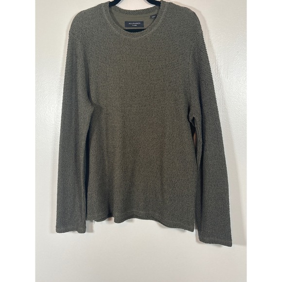 AllSaints Other - AllSaints Long Sleeve‎ Crew Olive Green Textured Knit Sweater Mens XL MD506Z